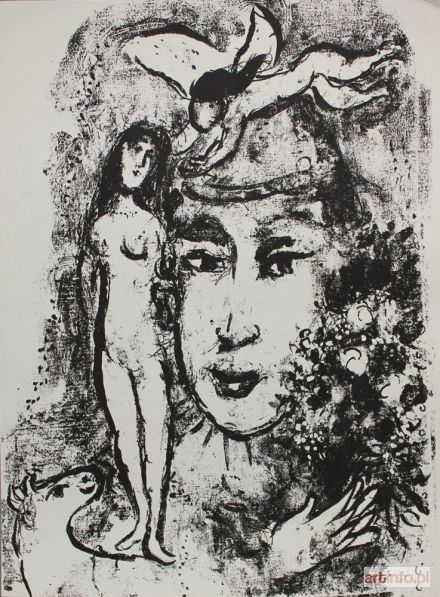 CHAGALL Marc | Biały Clown (Derriere le Mirroir no 147,  1964,  Mourlot #411)