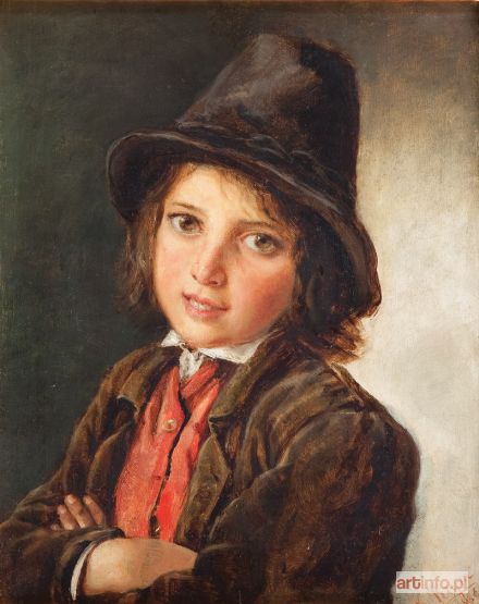 WIESIOŁOWSKI Ludwik | Portret chłopca w kapeluszu, 1886 r.