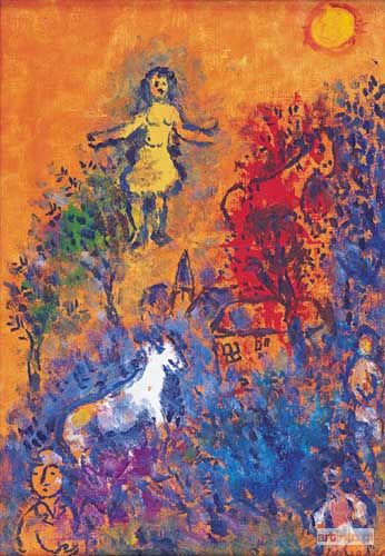 CHAGALL Marc | Pomarańczowe niebo, 1981-82