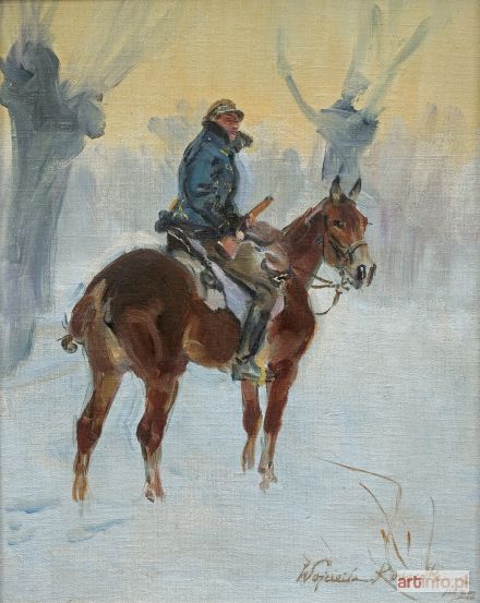 KOSSAK Wojciech | UŁAN NA ZIMOWYM PATROLU, 1925