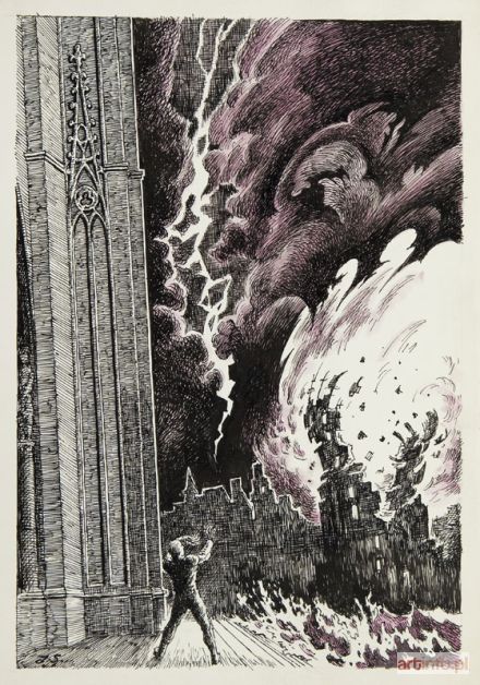 SKARŻYŃSKI Jerzy | Sakriversum, ilustracja do czasopisma Nowa Fantastyka, 1988 r.