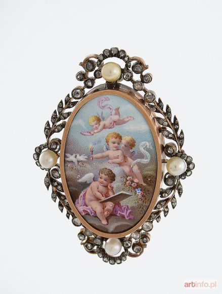 Brosza złota biedermeier