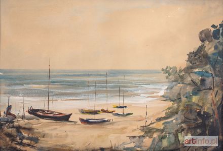 LITWIN Zbigniew | Łodzie na plaży, 1968 r.