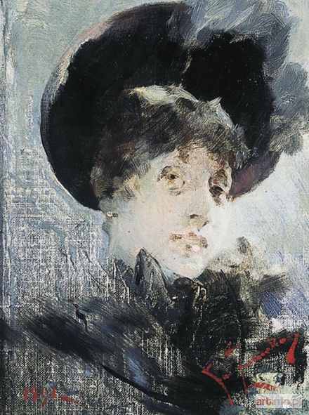 ŻMURKO Franciszek | Portret damy w kapeluszu, 1891