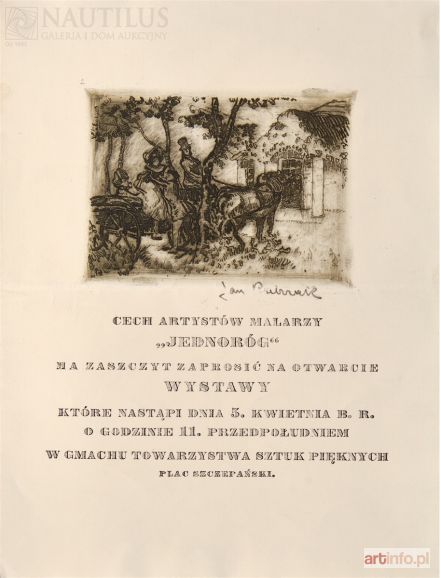 RUBCZAK Jan (Dubczak) | Zaproszenie na wystawę Cechu Jednoróg, 1925