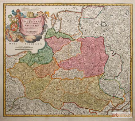 HOMANN Johann Baptist | MAPA KRÓLESTWA POLSKIEGO i WIELKIEGO KSIĘSTWA LITEWSKIEGO, po 1715