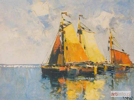 MALARZ niemiecki, XX w. | ŻAGLÓWKI NA MORZU, ok. 1930-35