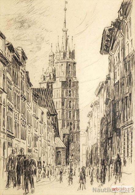 SCHÖNBORN Bronisław | Kraków. Kościół Mariacki od ul. Floriańskiej, 1966