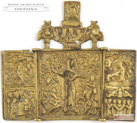 IKONA PODRÓŻNA, TRYPTYK Z MATKĄ BOŻĄ, Rosja, XIX w.