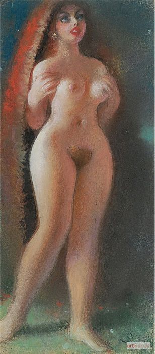 ŻECHOWSKI Stefan | Stojący akt w czerwonej chuście, 1942