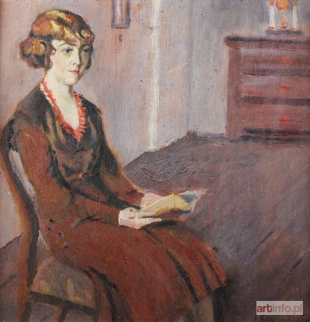 KARSZNIEWICZ Jerzy | Portret młodej kobiety we wnętrzu, ok. 1930