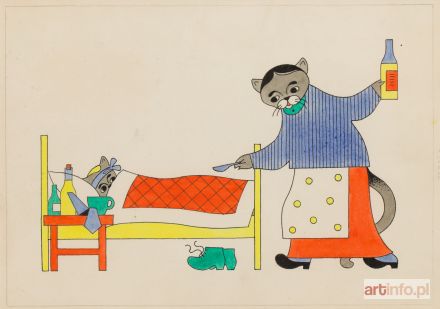 WIERCIEŃSKI Andrzej | Pimpuś Sadełko, projekt ilustracji do książki Wandy Cjotomskiej, s. 29, 1959 r.