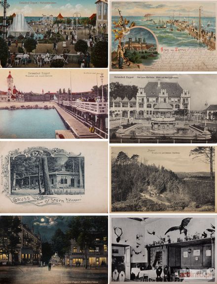 Kolekcja pocztówek - miejskie widoki nocą oraz sopockie atrakcje