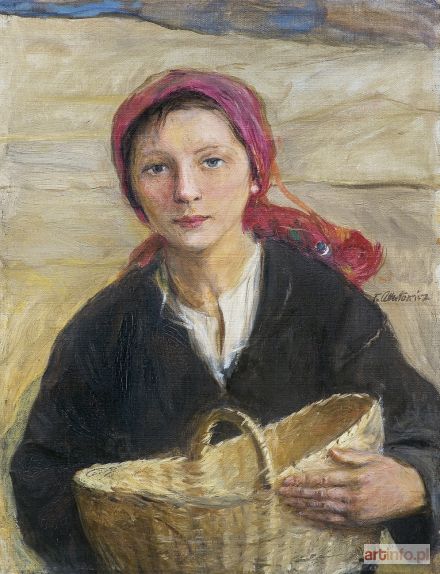 AXENTOWICZ Teodor | HUCUŁKA Z KOSZEM, ok. 1910