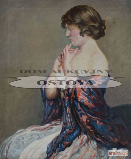 MALARZ nierozpoznany | PORTRET KOBIETY W STROJU BALOWYM, ok. 1900