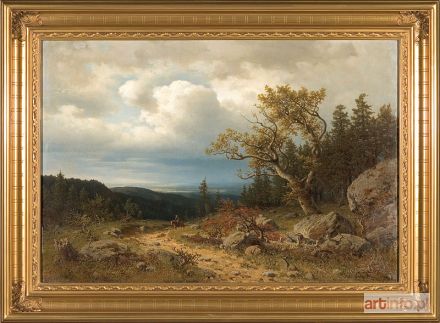 FRISCHE Heinrich Ludwik | PEJZAŻ GÓRSKI Z JEŹDŹCEM, 1861