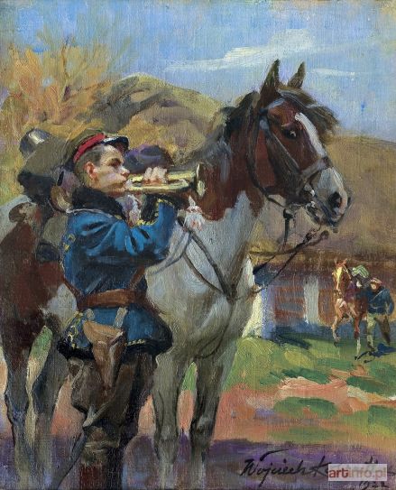 KOSSAK Wojciech | POBUDKA! TRĘBACZ UŁANÓW Z KONIEM, 1922