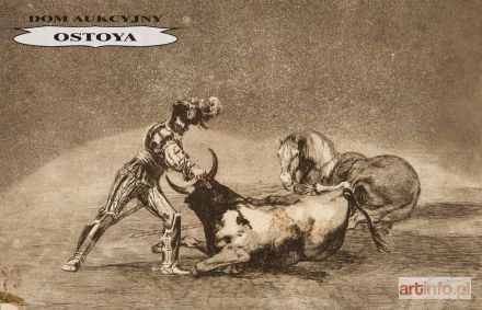 GOYA Y LUCIENTES Francisco | UN CABALLERO ESPANOL MATA UN TORO DESPUES DE HABER PERDIDO EL CABALL (Rycerz hiszpański straciwszy konia, śmiertelnie godzi byka