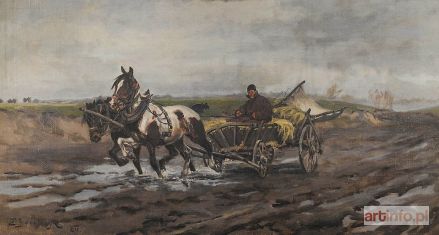 JÓZEFCZYK Zygmunt | Pejzaż jesienny z furmanką, 1924