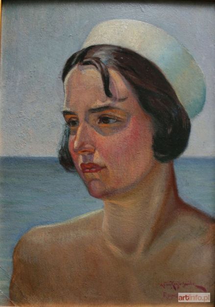 KRATOCHWILA Adam | Portret kobiety na tle morza w Raguzie (1929)