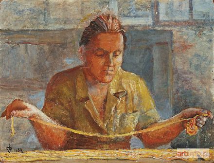 PIETKIEWICZ-SIMON Jadwiga | Kobieta z włóczką, 1952