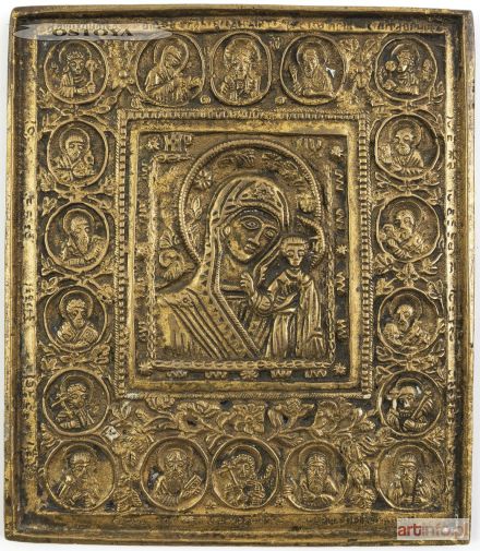 IKONA PODRÓŻNA, MATKA BOŻA KAZAŃSKA, Rosja, XIX w.