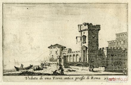 ISRAËL Silvestre | Veduta di una Torre antica presso di Roma [Widok wieży antycznej w okolicy Rzymu], ok. 1670