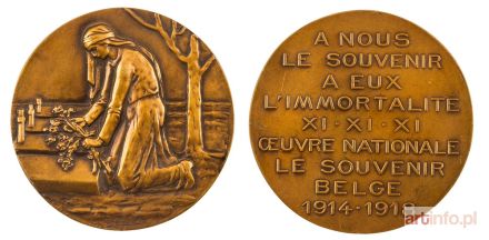 VALERIOLA Edmond de | MEDAL, KU CZCI POLEGŁYM BELGOM W I WOJNIE ŚWIATOWEJ