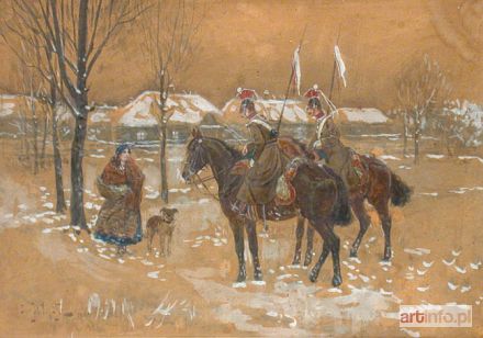 PERDZYŃSKI Jan | Ułani i dziewczyna, 1901