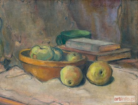 ŚLEWIŃSKI Władysław | Martwa natura z jabłkami i książkami, lata 1900-1906