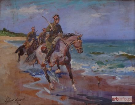 KOSSAK Wojciech | Patrol ułański nad morzem, 1936