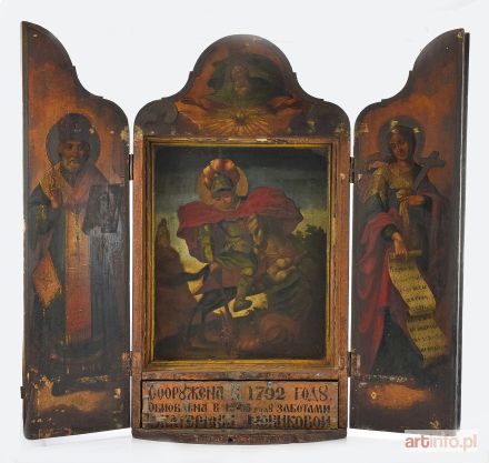 Ikona - Św. Jerzy, w obudowie tryptykowej