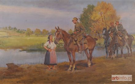 KOSSAK Jerzy | Ułani i dziewczyna, 1929