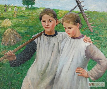 Malarz nieokreślony (XIX/XX w.) | Żniwa - dwie dziewczynki