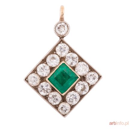 Wisiorek ze szmaragdem i brylantami, Austro-Węgry, l. 1872–1922