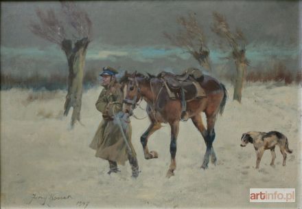 KOSSAK Jerzy | Żołnierz na patrolu zimą (1947)