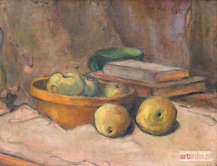 ŚLEWIŃSKI Władysław | Martwa natura z jabłkami i książkami, lata 1900-1906