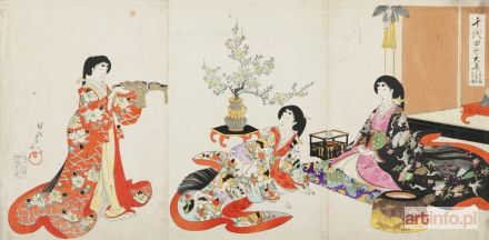 CHIKANOBU Toyohara | Kompozycja z cyklu Chiyoda - no Ooku ( Damy z pałacu Chiyoda ), 1895-96