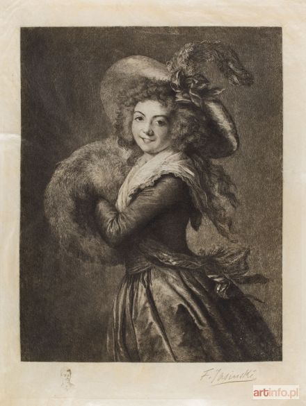 JASIŃSKI Feliks | Kobieta z mufką wg Elisabeth Louise Vigée-Le Brun - odbitka luksusowa, 1885 r.