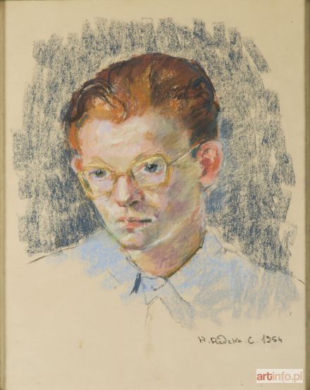 RUDZKA-CYBISOWA Hanna | Portret młodzieńca w okularach, 1954 r.