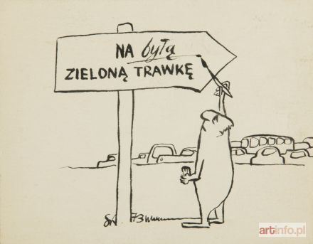 KOBYLIŃSKI Szymon | Na byłą zieloną trawkę, ilustracja satyryczna, 1973 r.