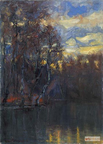 PEŁCZYŃSKI Adam | TOPOLE NAD WODĄ O ZACHODZIE SŁOŃCA, 1912