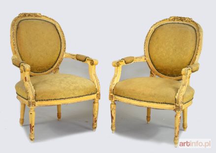 Dwa fotele w typie Ludwik XVI