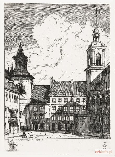 CIEŚLEWSKI Tadeusz (ojciec) | Warszawa Nowe Miasto - Widok na kościoły OO. Dominikanów i Paulinów, 1929