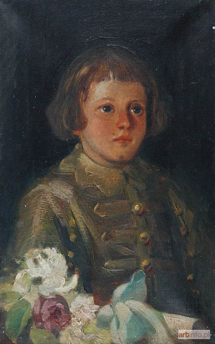 CHODKOWSKI Wacław | Chłopczyk z laurką i kwiatami, 1912