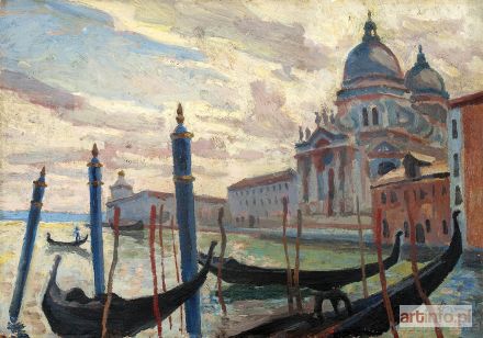 KAMOCKI Stanisław | Wenecja. Gondole przed Santa Maria Della Salute, 1924