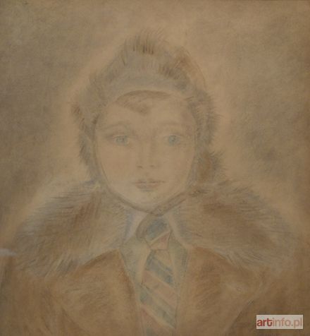 PRUSZKOWSKA Zofia | Portret chłopczyka w futrzanej czapce, 1945