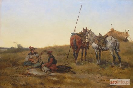 RYBKOWSKI Tadeusz | Odpoczynek kozaków na stepie, 1886