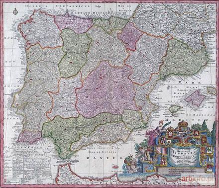 SEUTTER Matthäus | MAPA HISZPANII I PORTUGALII, 1728