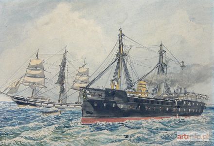 MATTEO Falcone | Scena batalistyczna na morzu, 1870 r.